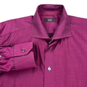 Eton Shirt‎ Mens Size 46 Purple Ganghester 1928 Long Sleeve Dress Casual
